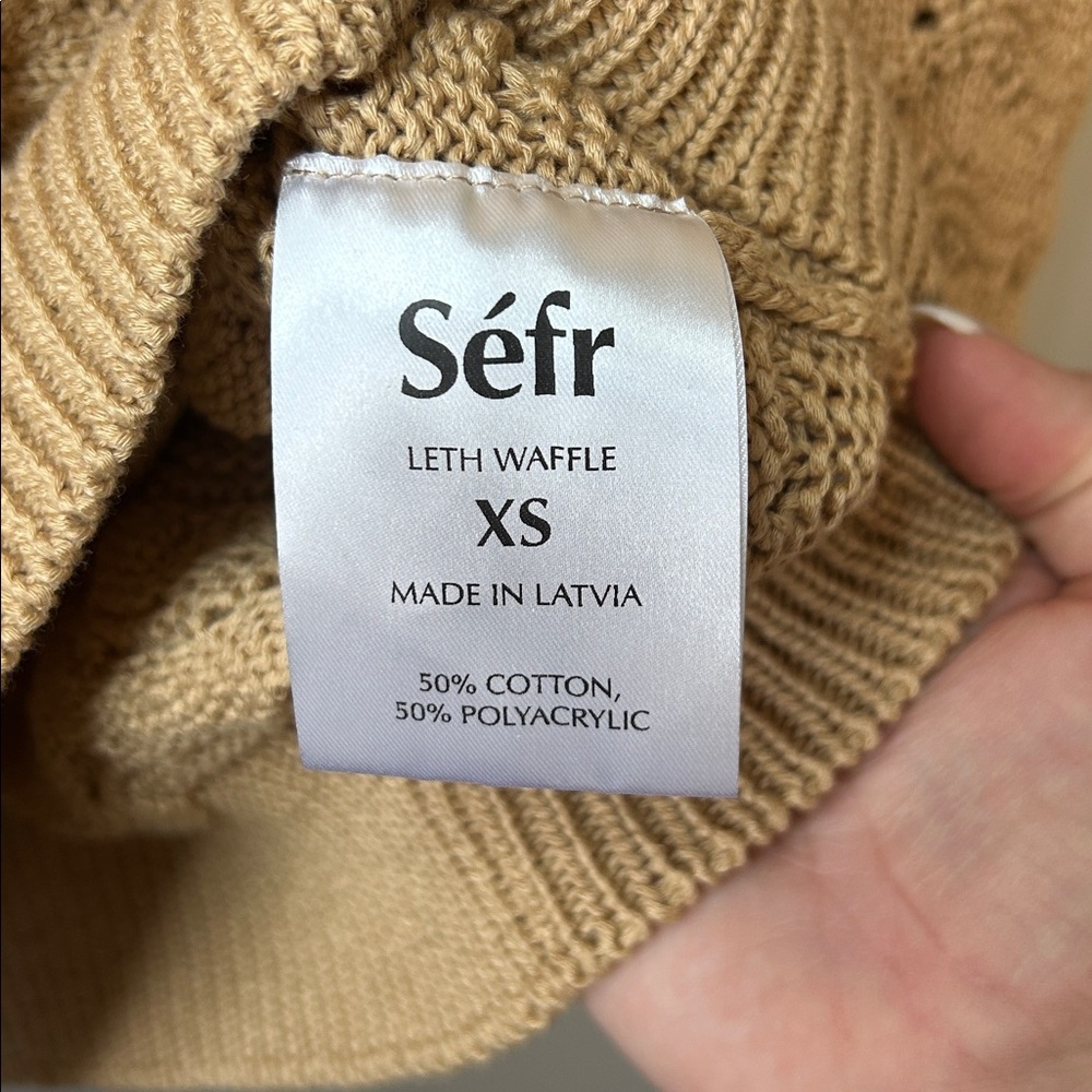 Sefr Leth Waffle Knit Sweater Caramel‎ Tan Size XS Oversized - Picture 5 of 7